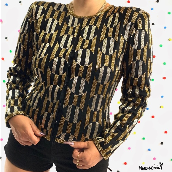 🚫SOLD•E✝️SY🚫 Adrienne Vittadini Sequin Blazer - Picture 2 of 6